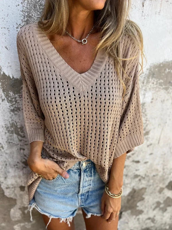 Karla - V-neck knit top