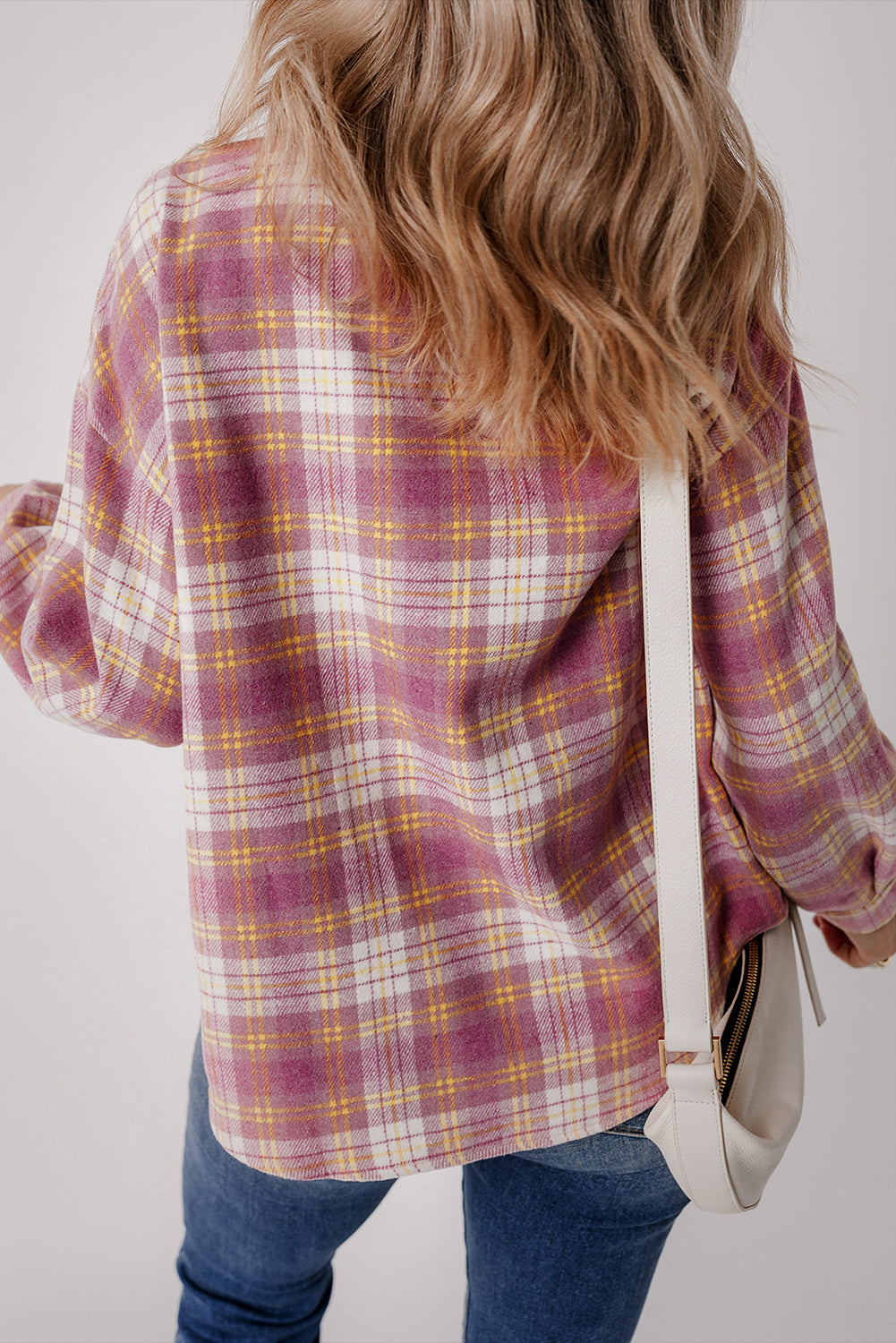 Jovelyn | Casual Chic Pink Checkered Shirt Jacket