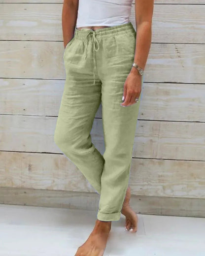 Linen Pants Ladies - Relaxed Style - Breathable Material - Ideal for Home and Informal Outing