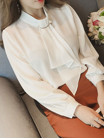 Filine Blouse | Long Sleeve French Style Chiffon Blouse