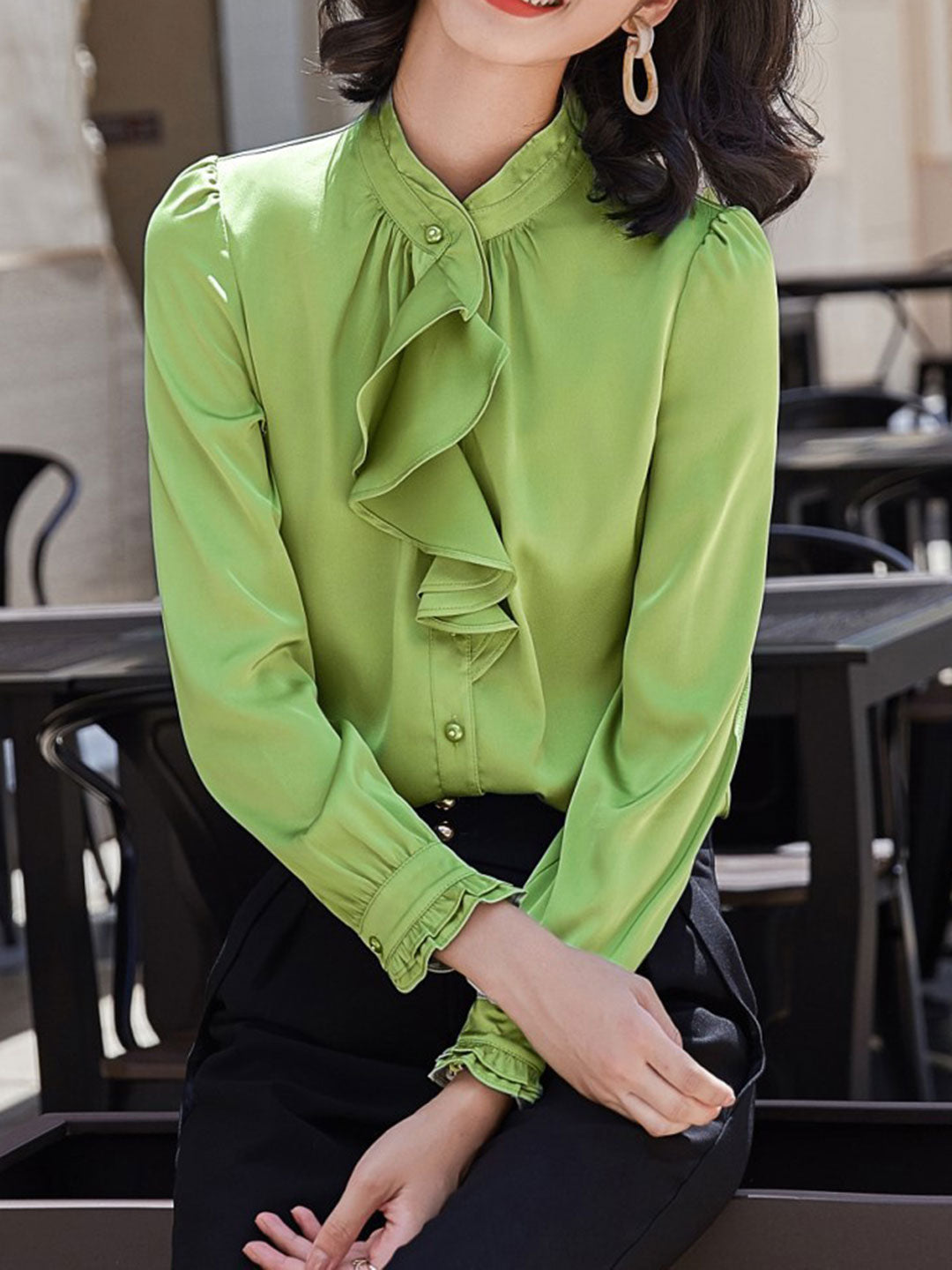 Fiera Blouse | Long Sleeve Ruffles Collar Chiffon Blouse