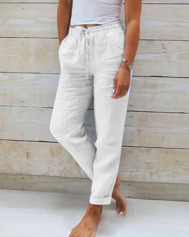 Linen Pants Ladies - Relaxed Style - Breathable Material - Ideal for Home and Informal Outing