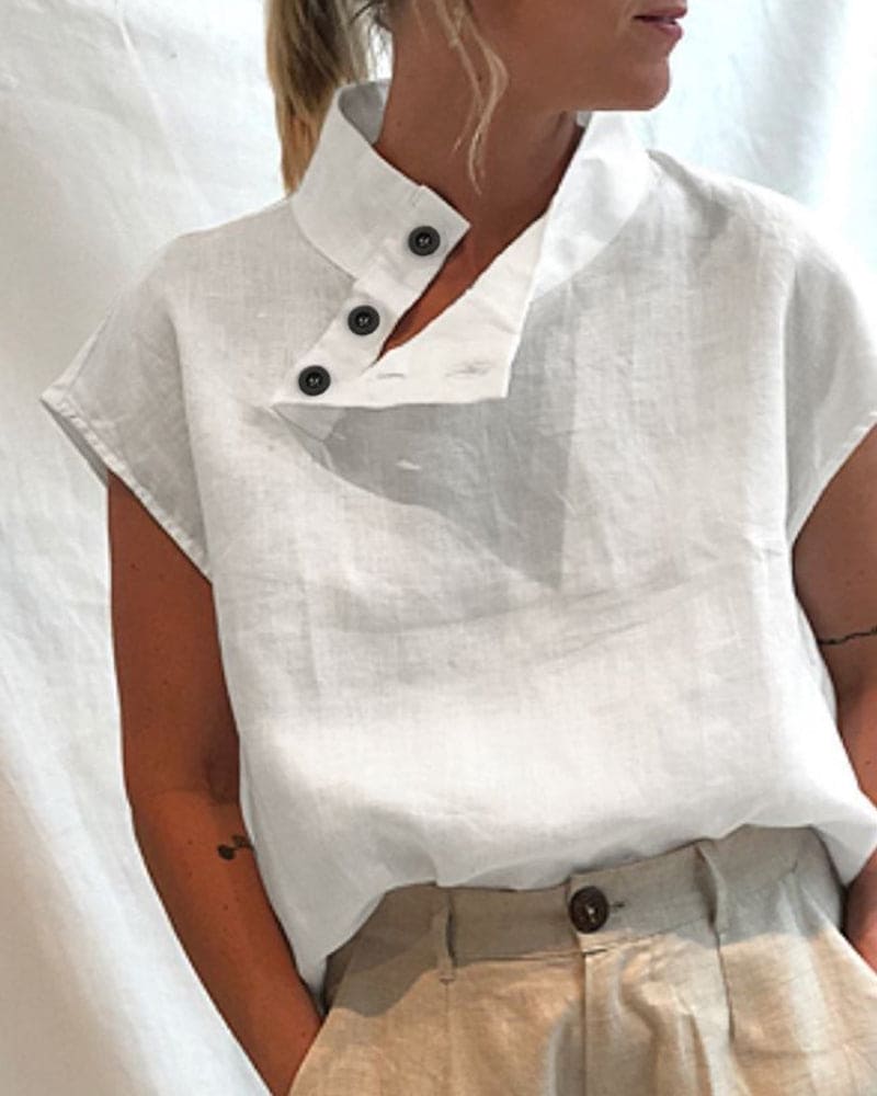 Shalia Blouse | Short Sleeve Linen Blouse