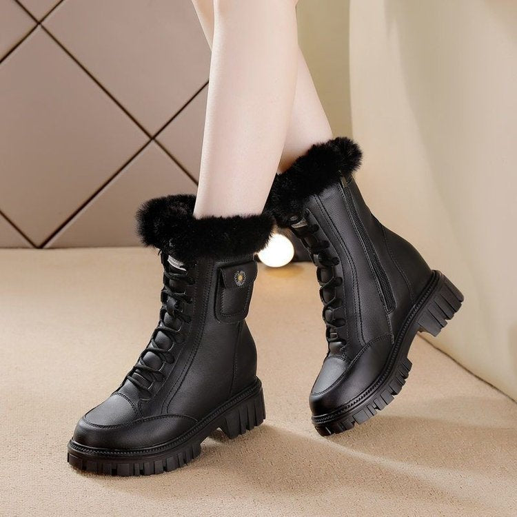 Lene - Downy Collar Boots For Women