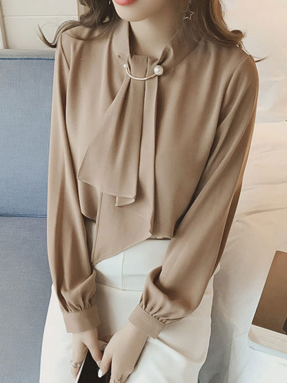 Filine Blouse | Long Sleeve French Style Chiffon Blouse