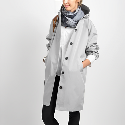 Casual rain jacket with hood and drawstring for women | Ideal for fall/winter