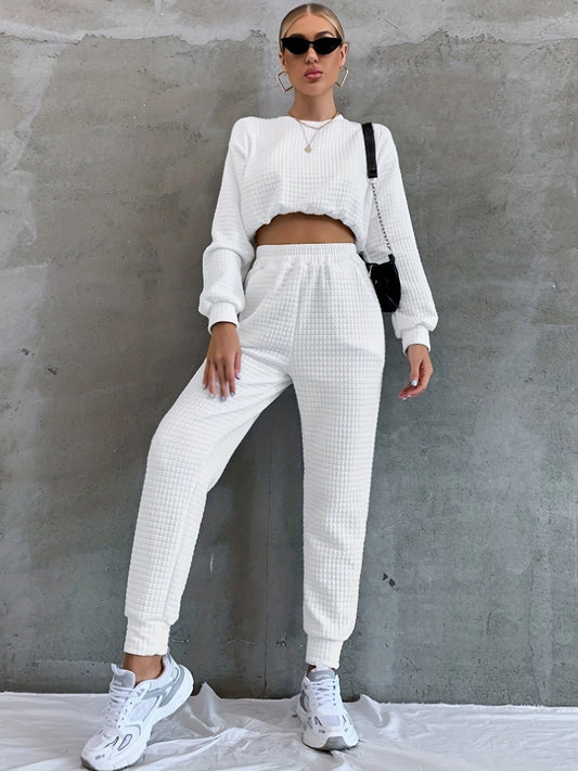 Rachel Loungewear | Structured Crop Sweater and Jogging Pants Set