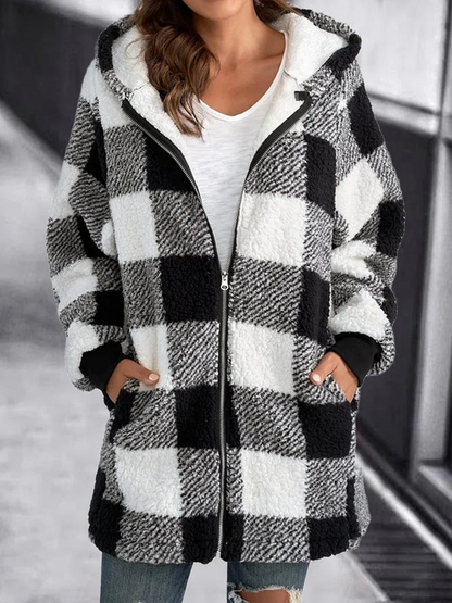 Jess | Oversized Hoodie Check Loose Jacket