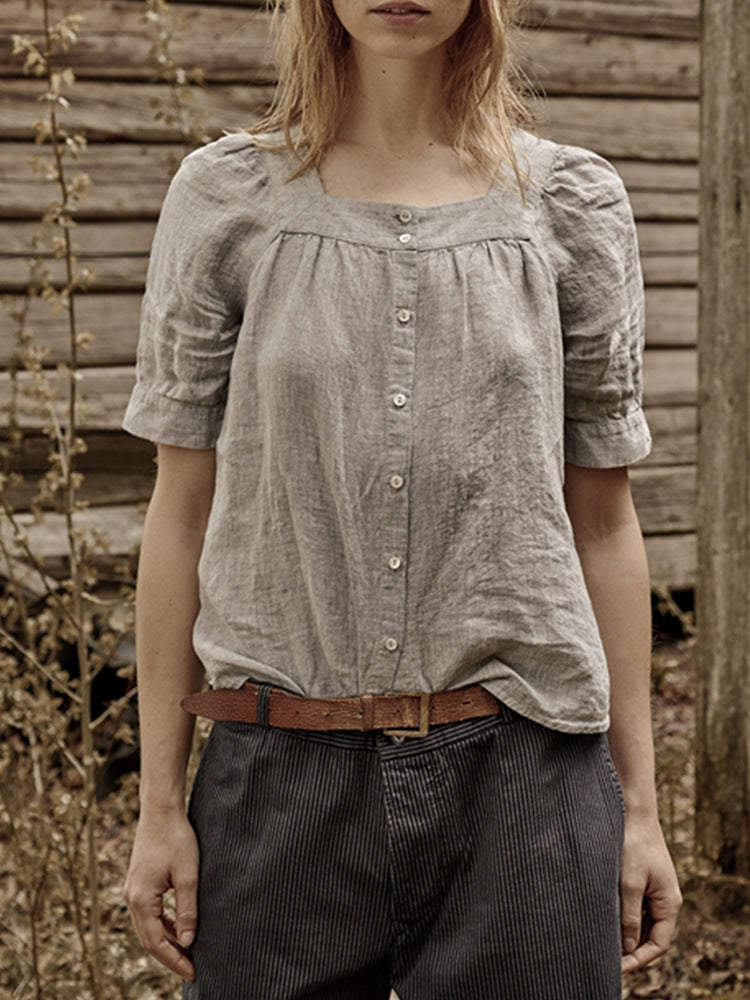 Naly - Vintage blouse in linen and cotton