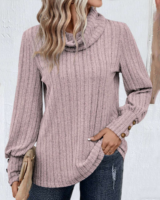 Ribbed top with a stacking collar