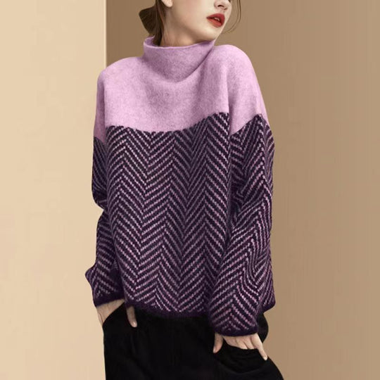 Women's high neck cotton sweater