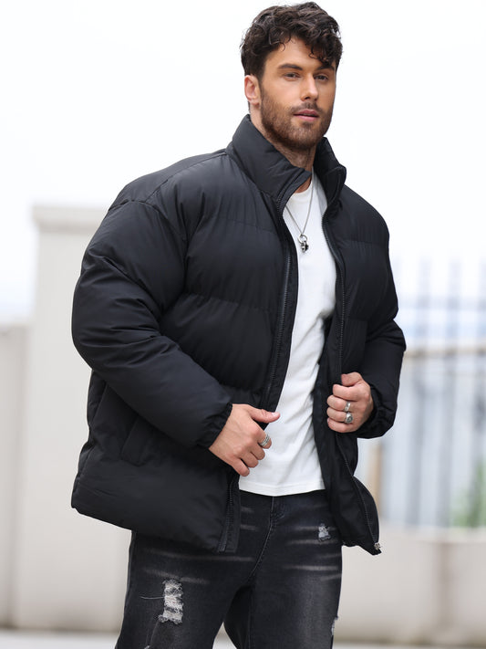 Warm padded zipper with stand-up collar winter jacket for men | Perfect for outdoor activities