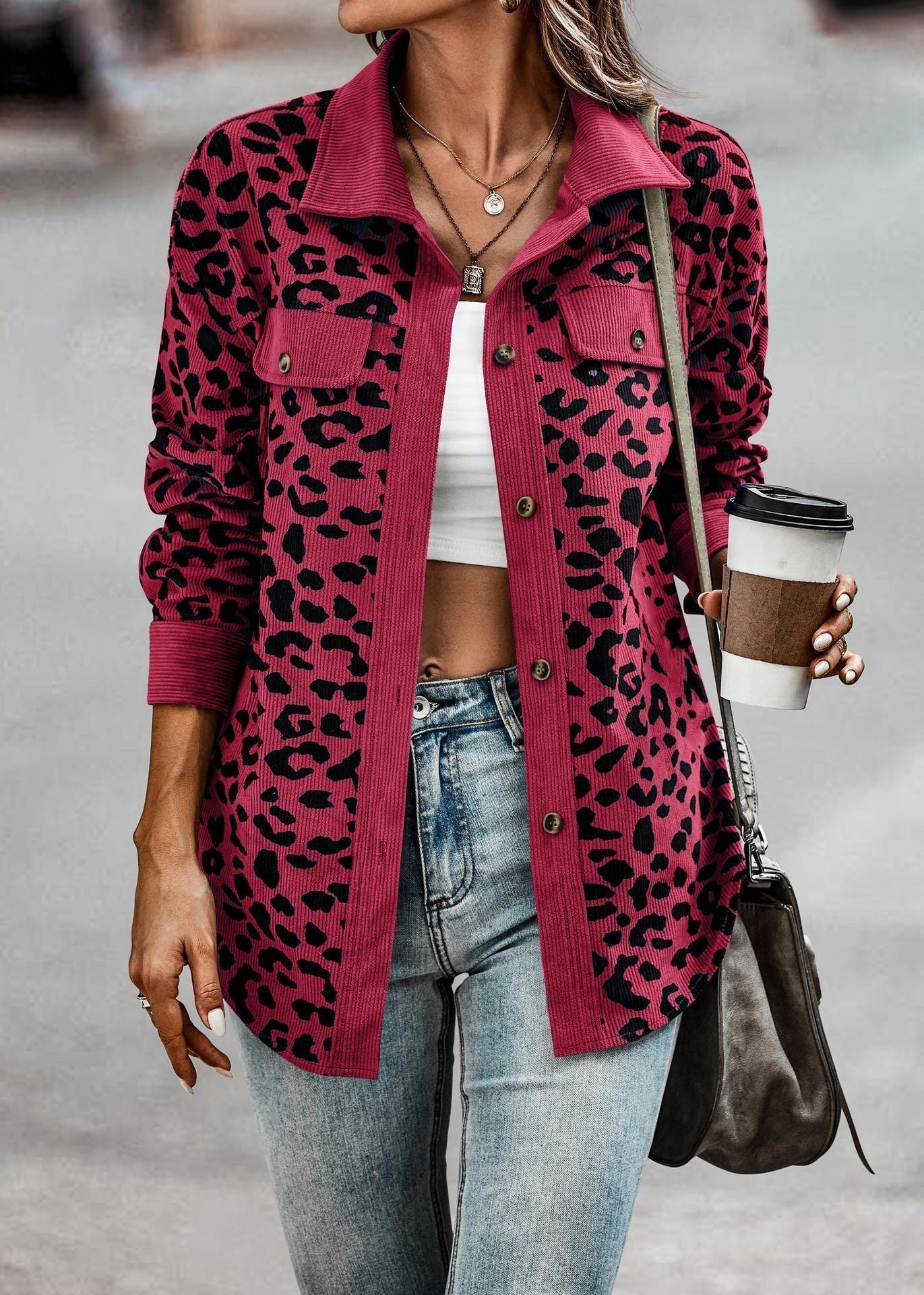 Emmy | Ladies chic jacket with leopard print