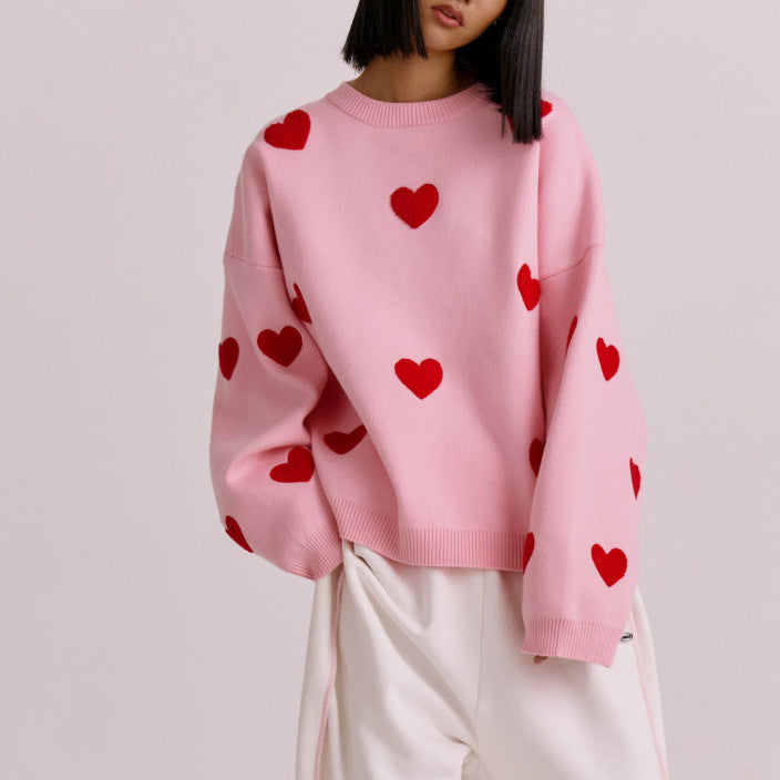 Rei - Knitted Heart Sweatshirt