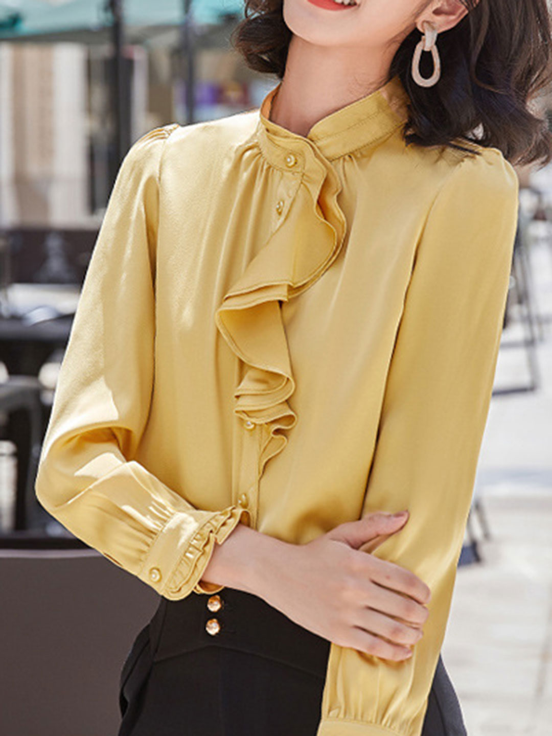 Fiera Blouse | Long Sleeve Ruffles Collar Chiffon Blouse