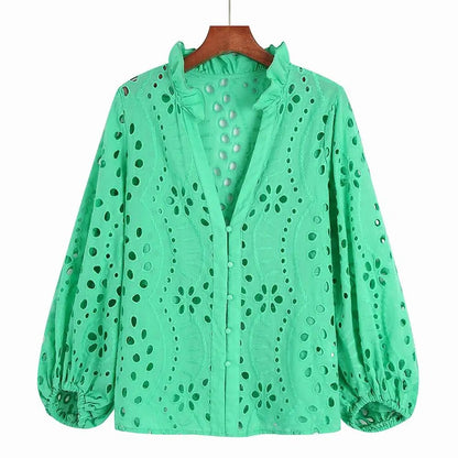 Lety - Women's blouse with cut-outs