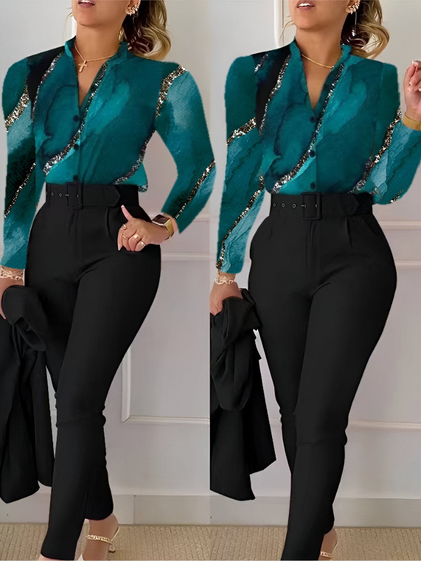 Aranka | V-neck top and high-waisted pants (season 1)