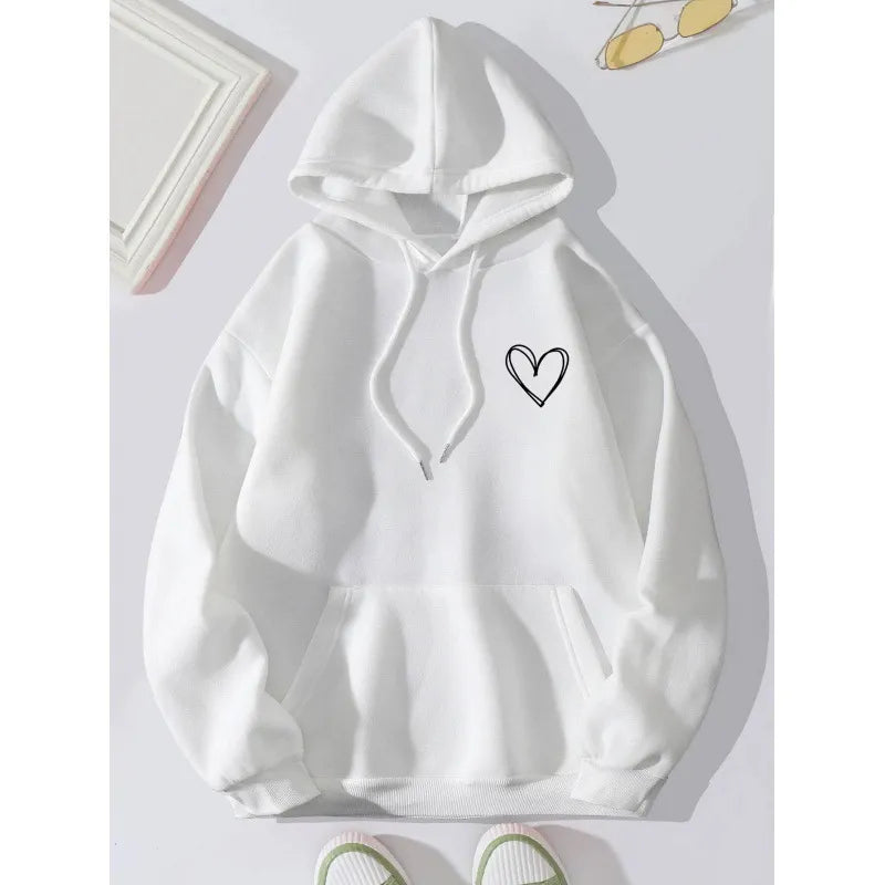 Jess | Casual oversized hoodie with heart print on the chest and pocket - ideal for fall/winter