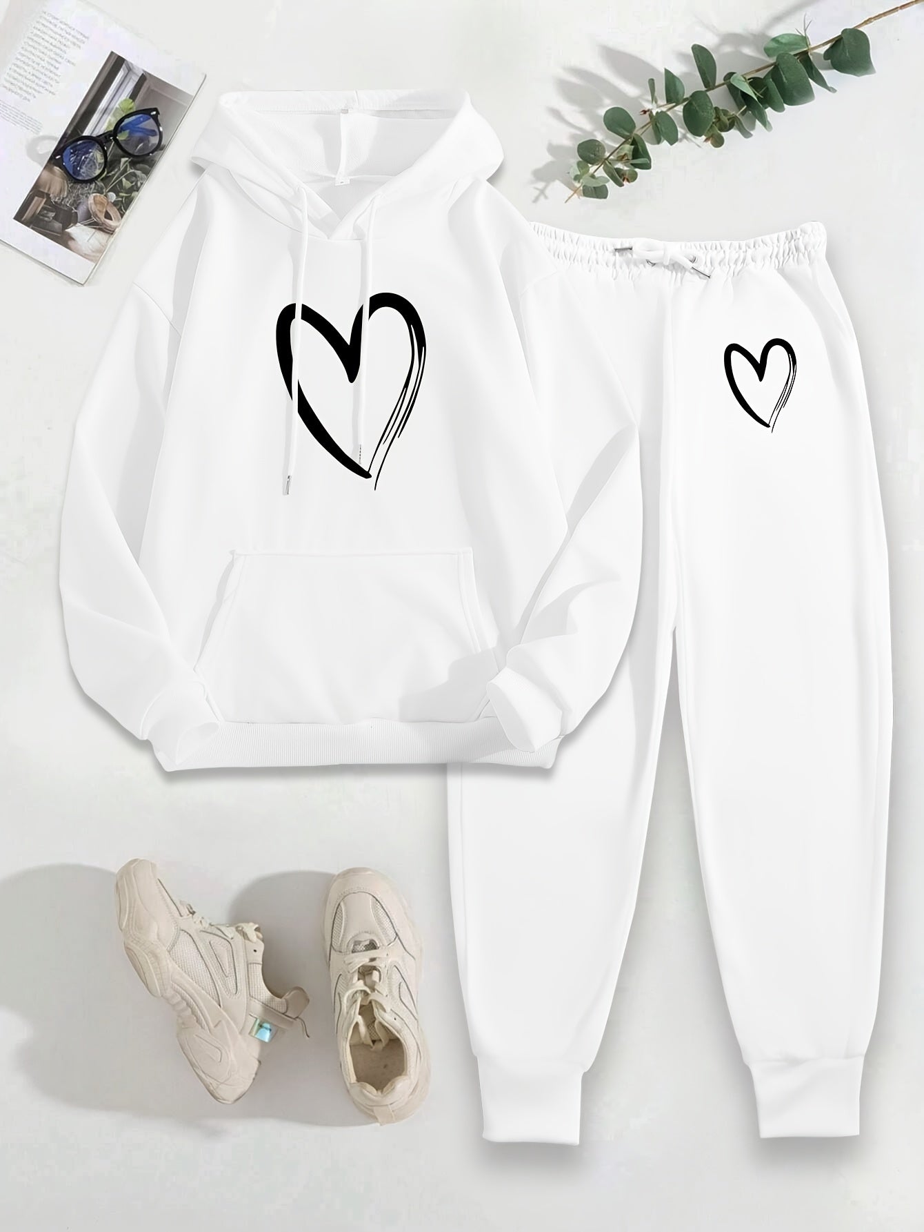 Jess | Casual cotton hoodie & sweatpants tracksuit set - Ideal for fall/winter