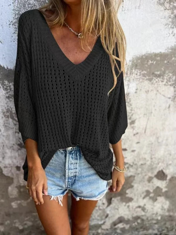 Karla - V-neck knit top