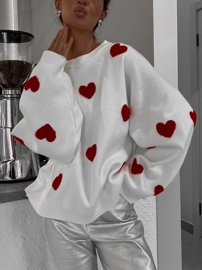 Rei - Knitted Heart Sweatshirt