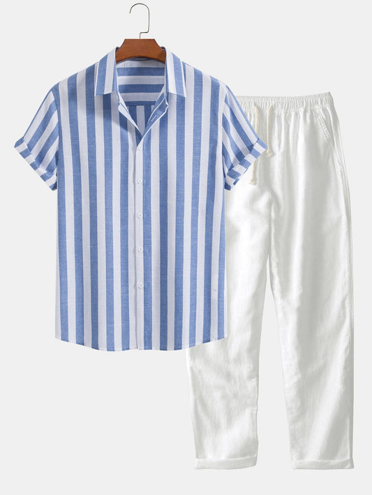 Striped polo shirt and slim pants set - Alessandro