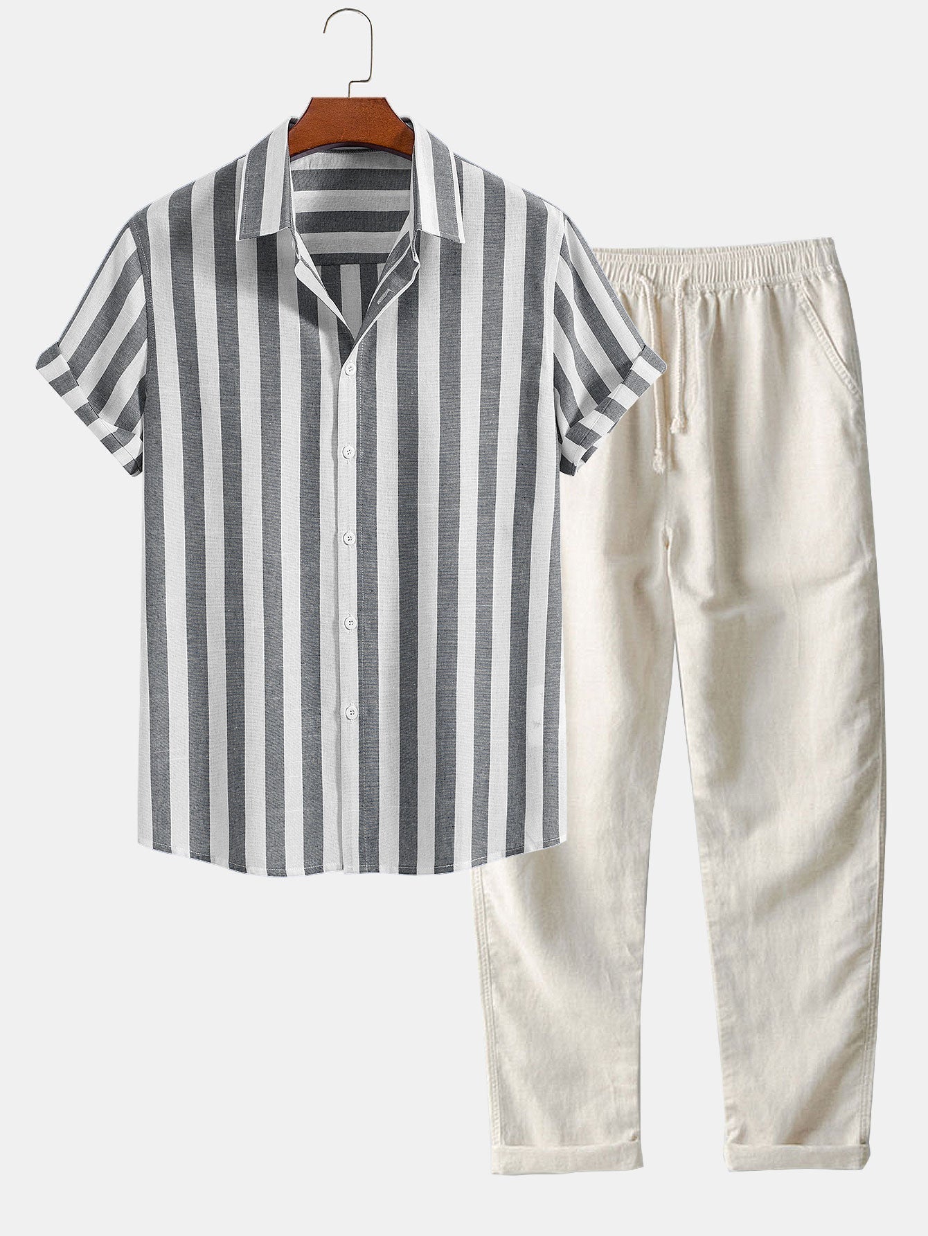 Striped polo shirt and slim pants set - Alessandro