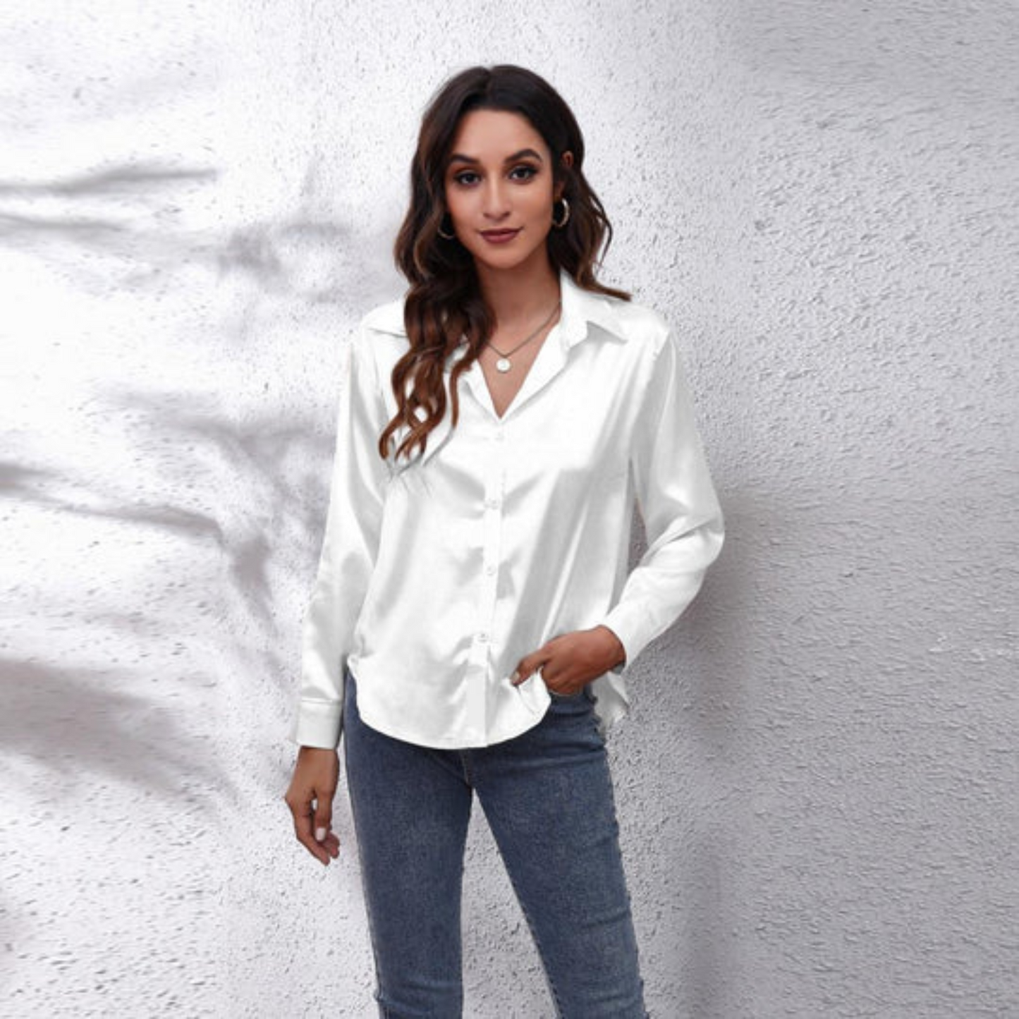 Eva | Summer satin women's blouse