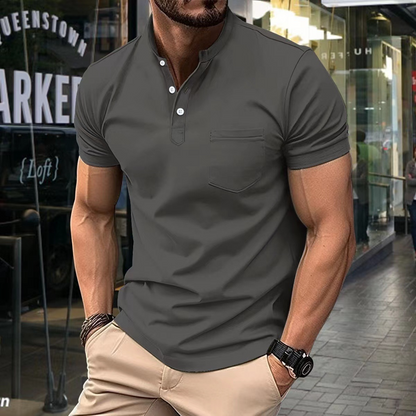 Elegant men's half-collar polo shirt