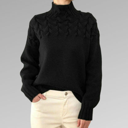 Fleuron | Ladies Pattern Turtleneck Sweater | Elegante