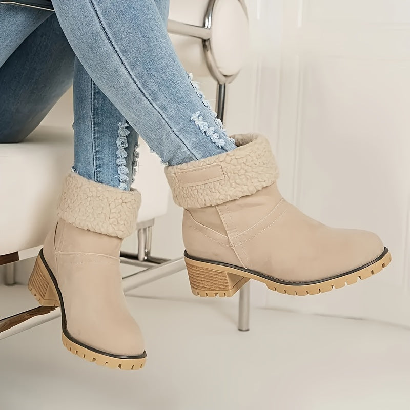 Lotte | Plush lined ankle boots with chunky heel in solid color