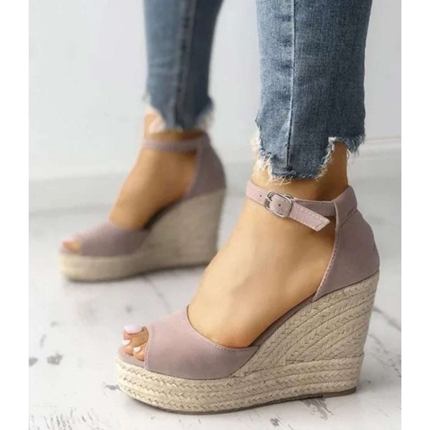 Summer wedge sandals with buckle strap - Timberly