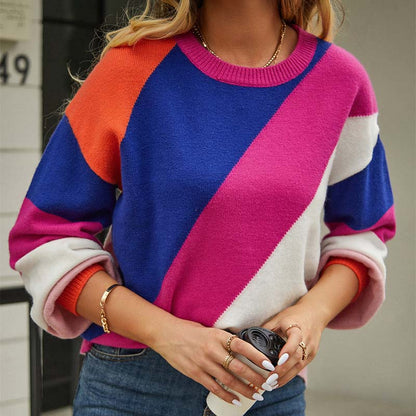 Wilvana Sweater | Casual Color Block Sweater