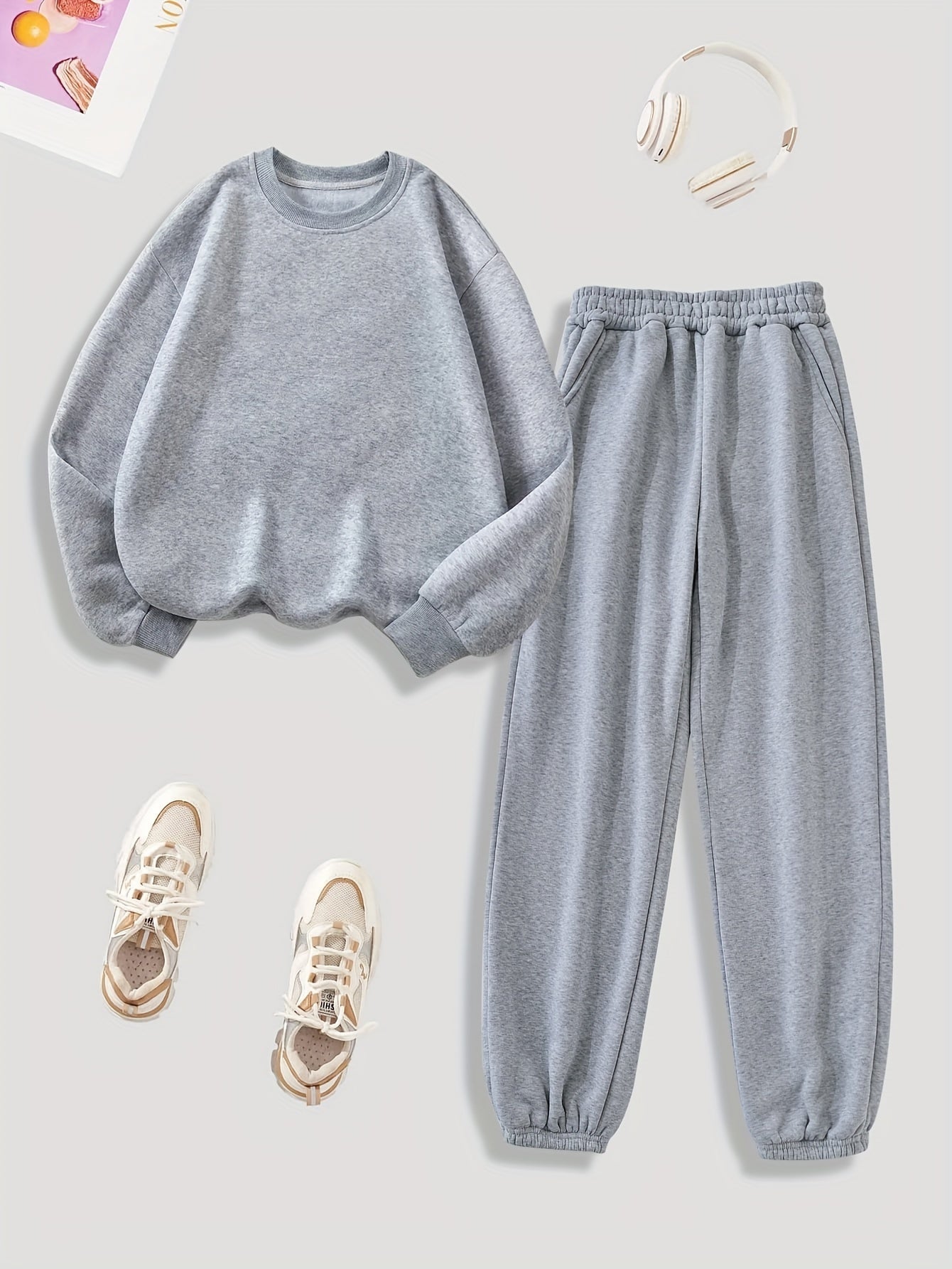 Jess | Plush lined long sleeve sweater &amp; tracksuit set - Ideal for fall/winter