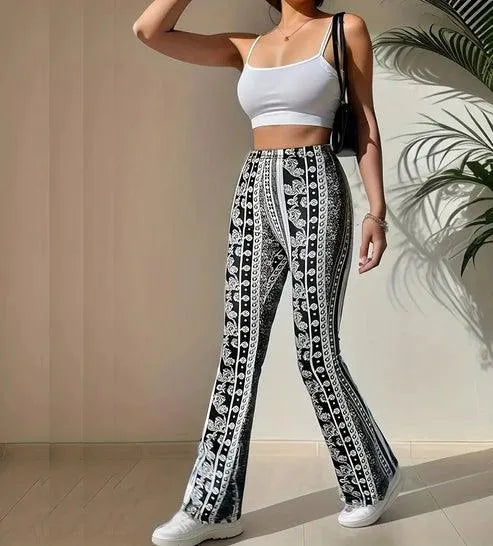 Flare Pants - Trendy Prints - Flattering Fit, Comfortable Fabric - Perfect for Everyday Use