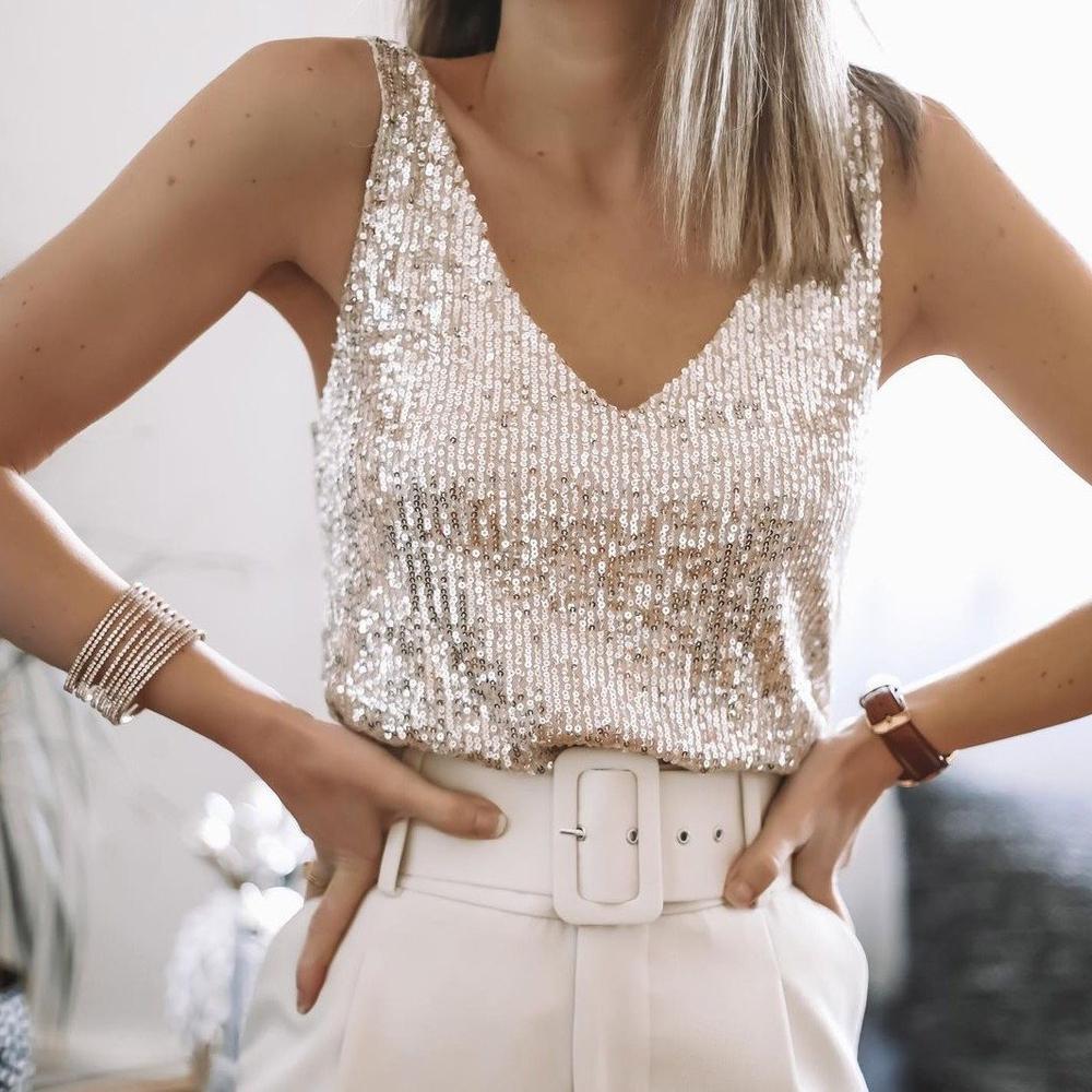 Fay | Elegant camisole top with sequins