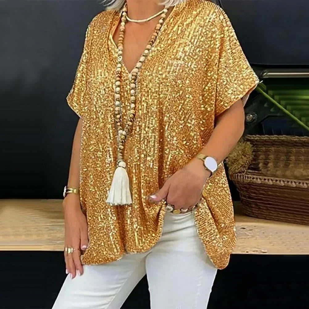 Wendy Bloes | V-neck Sequin Blouse