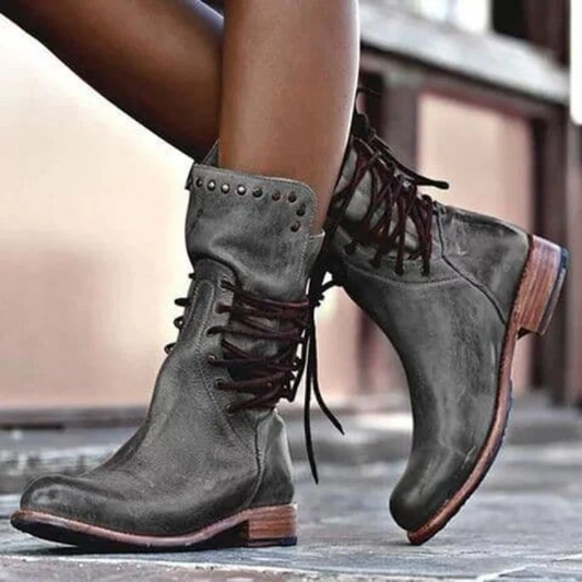 Amaya™ - Vintage leather lace-up boots