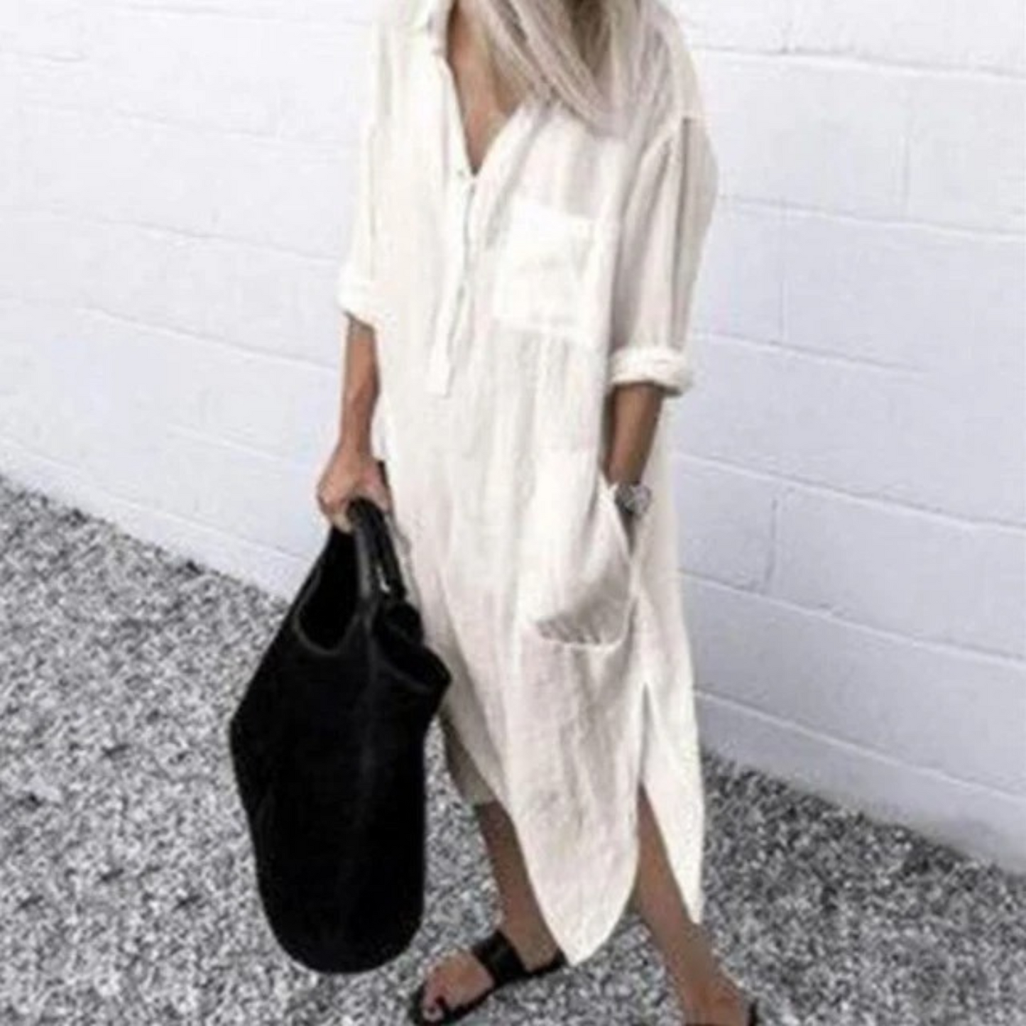 Lotte | Cotton linen half-length blouse dress