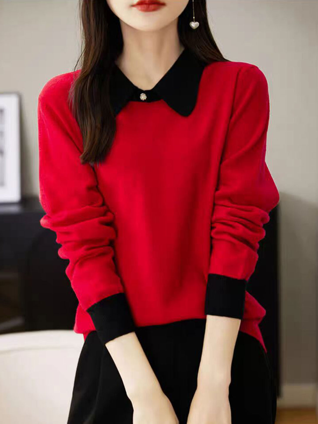 Xisca Blouse | Long Sleeve Color Block Blouse