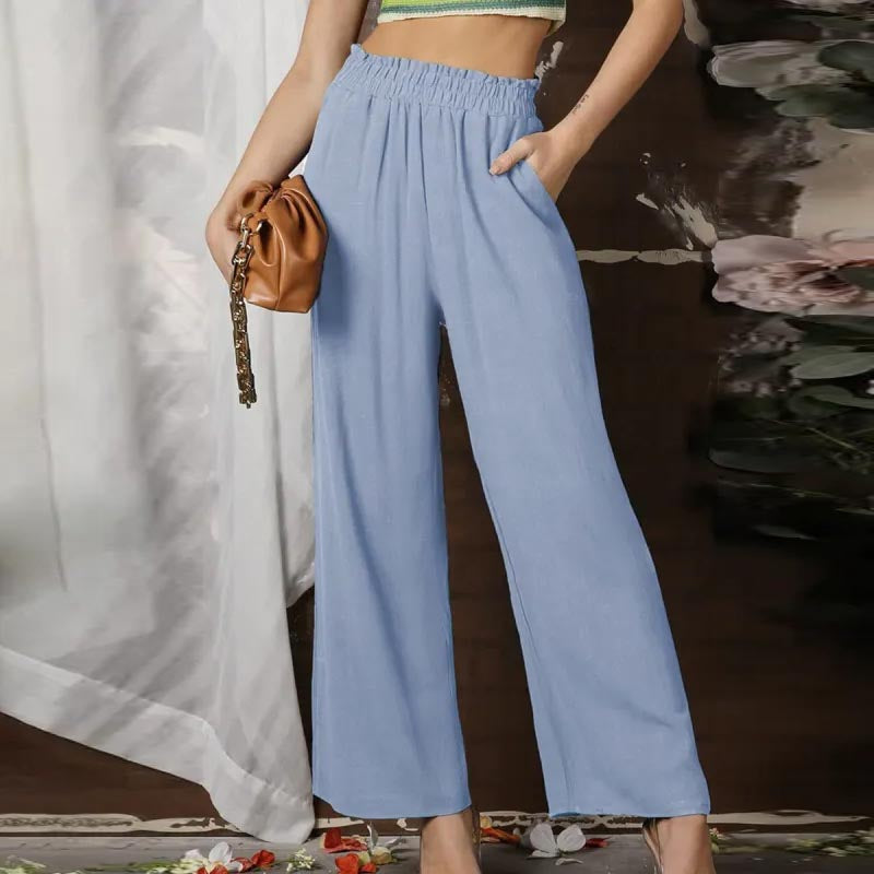 Plain wide-leg casual pants