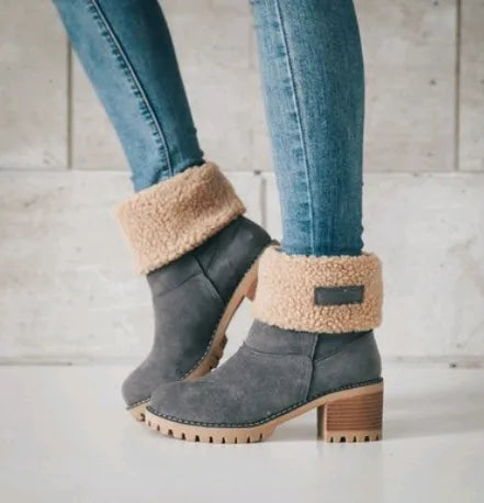 Women's winter boots with low heel and contemporary styling