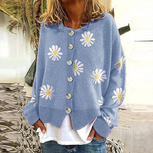 Yasmine Sweater | Floral Print Knitted Sweater