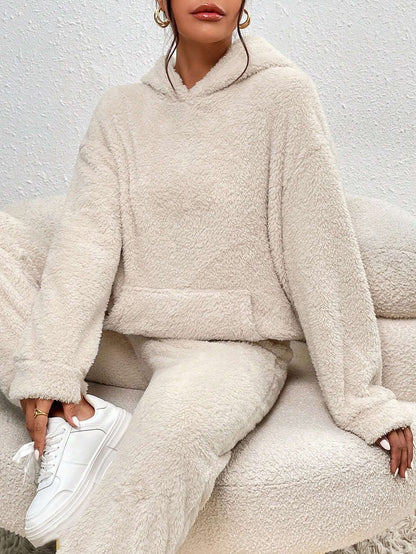 Cozy, cuddly, stylish teddy bear hoodie and jogging bottoms set for women