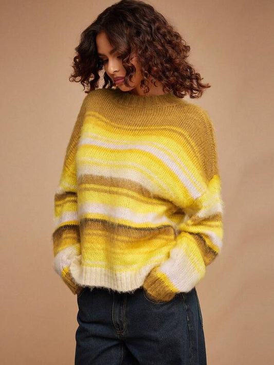 Yira Sweater | Casual Yellow Striped Sweater