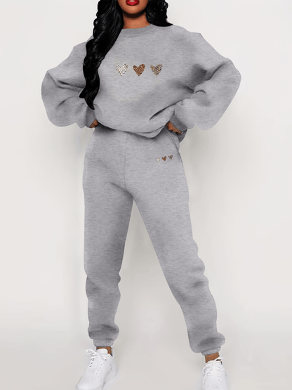 Sophie - Women's Casual Cotton Heart and Jogging Set