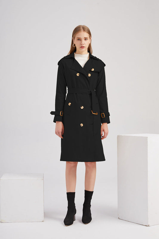 Trench coat with belt for women