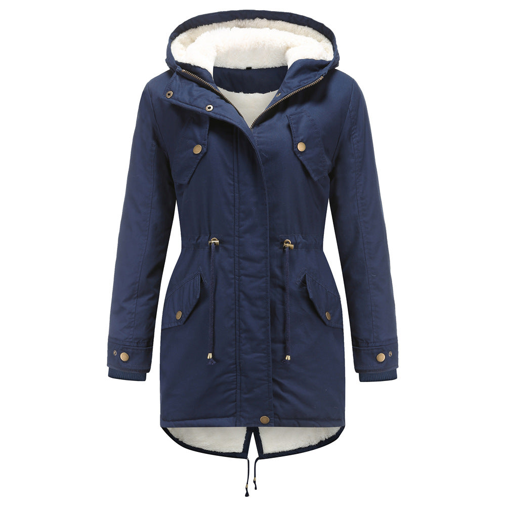 Winter jacket with drawstring for women