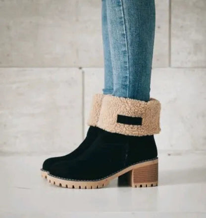 Women's winter boots with low heel and contemporary styling