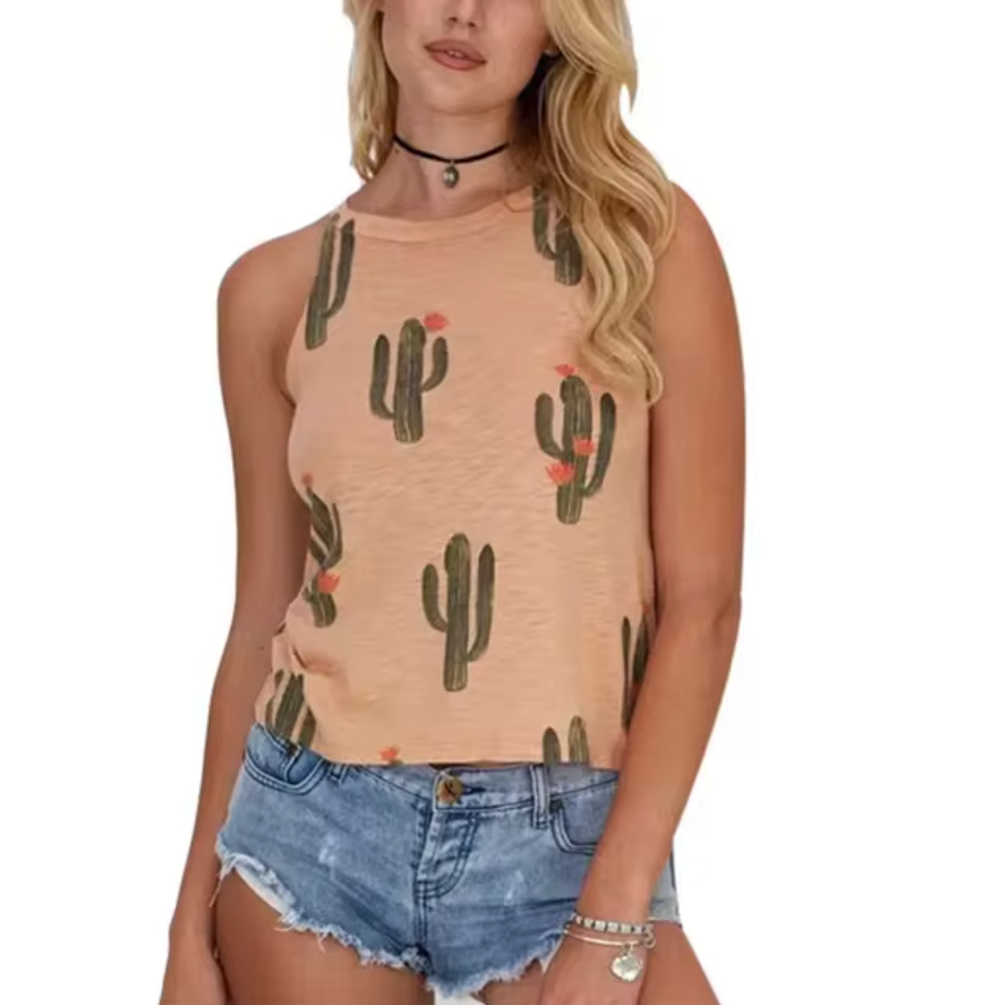 Abriella - Tank top with cactus print